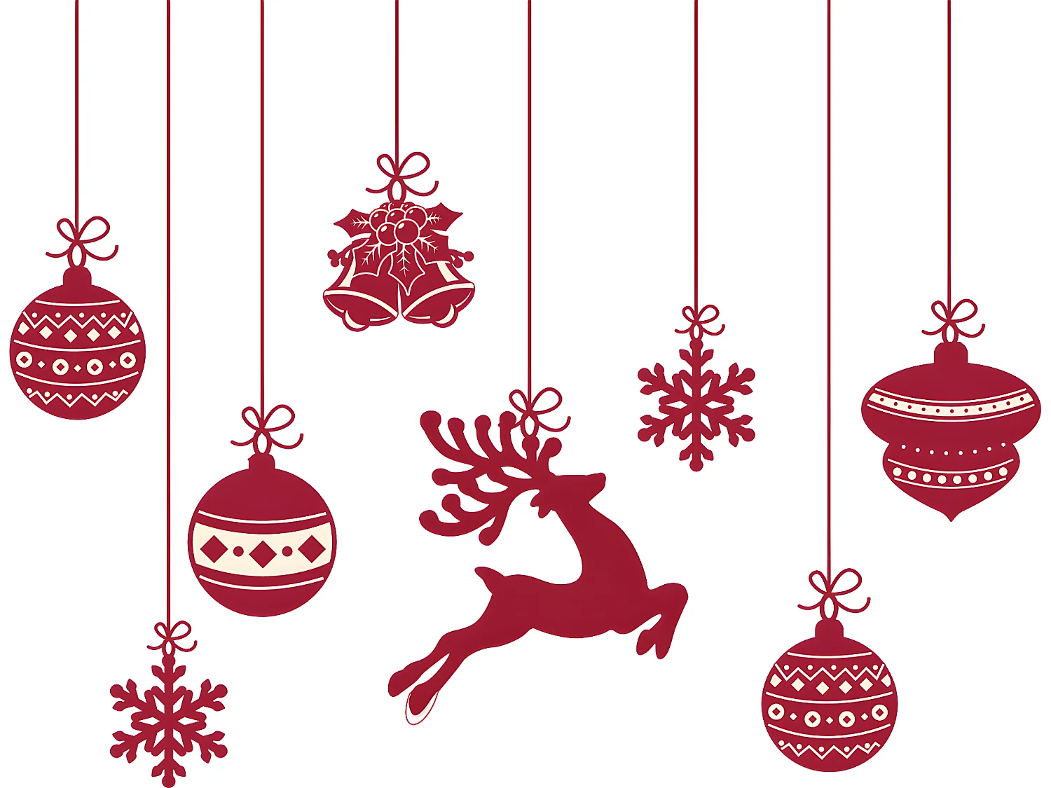Sticker Noël cerfs et boules de Noël - Autocollants stickers adhésifs noël - décoration fêtes - 120x155cm