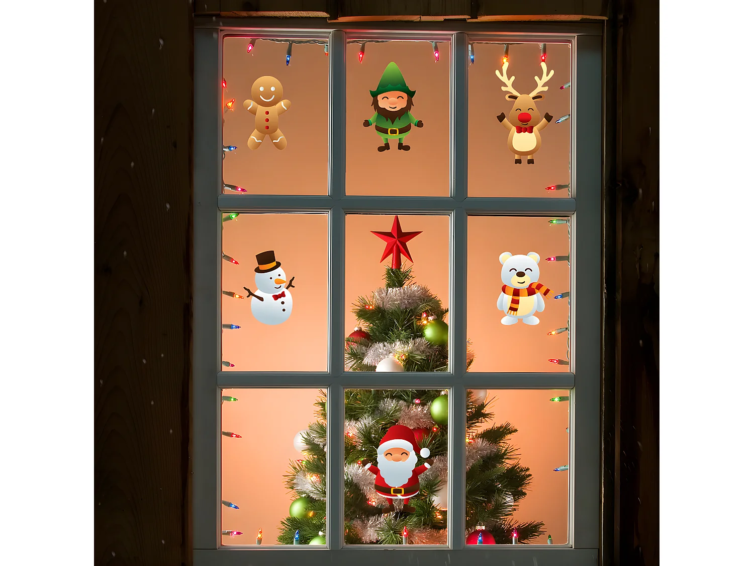 Sticker Noël les petits bonhommes de Noël - Autocollants stickers adhésifs noël - décoration fêtes - 90x100cm