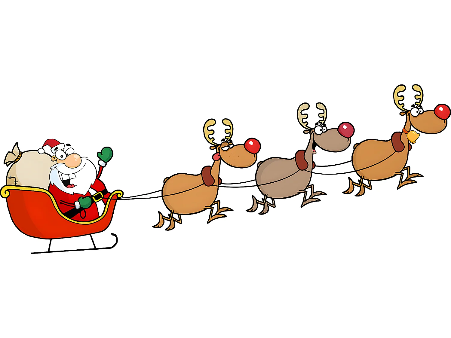 Sticker Noël Père Noël joyeux et ses rennes - Autocollants stickers adhésifs noël - décoration fêtes - 80x210cm