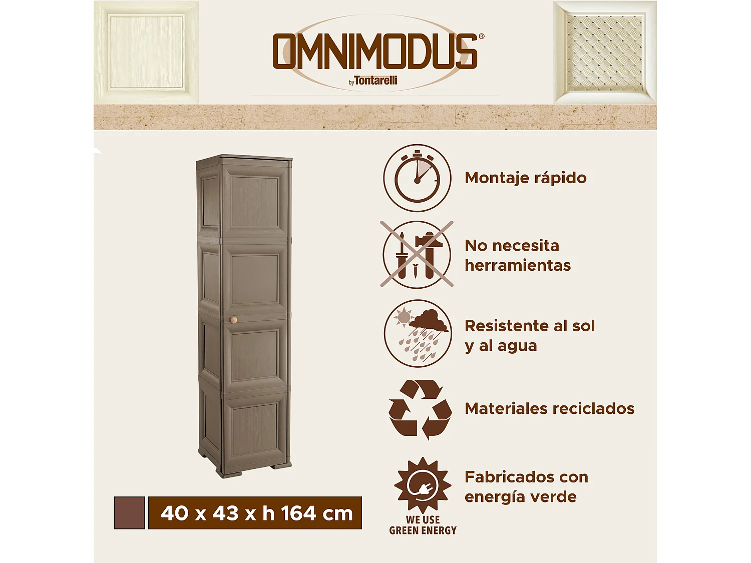 1 porte 4 étagères Omnidomus wengé 240x43x164