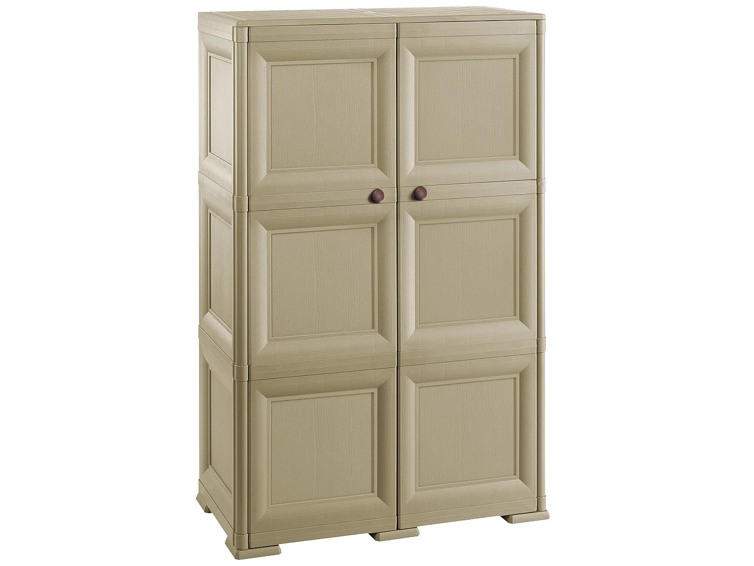 Coffre de rangement polyvalent avec 6 compartiments et 6 portes taupe 279x43x125