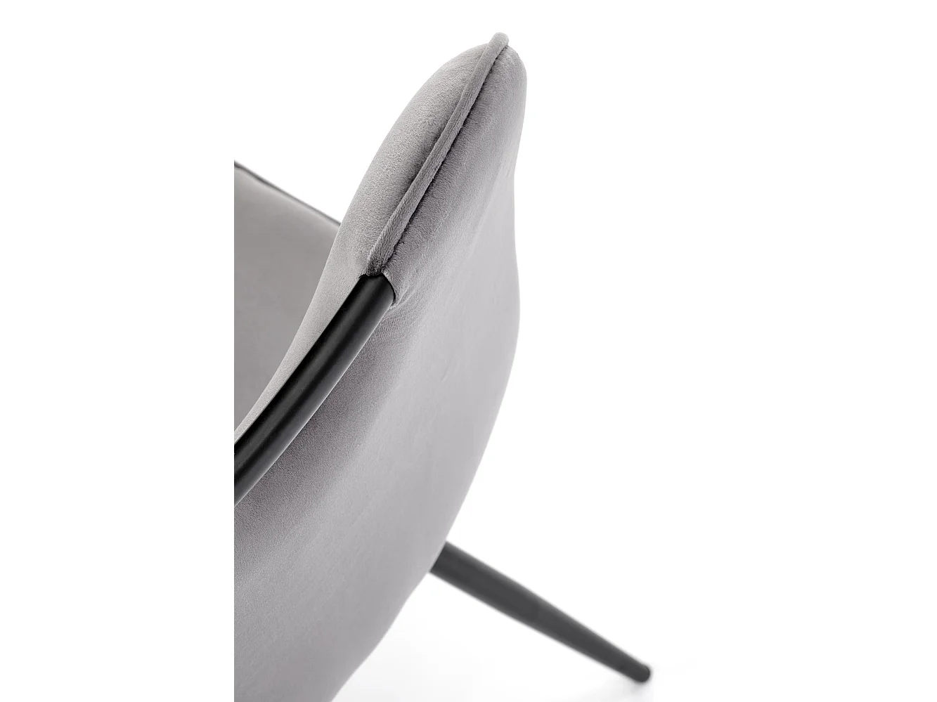 Sedia di design Selar in metallo nero e velluto grigio