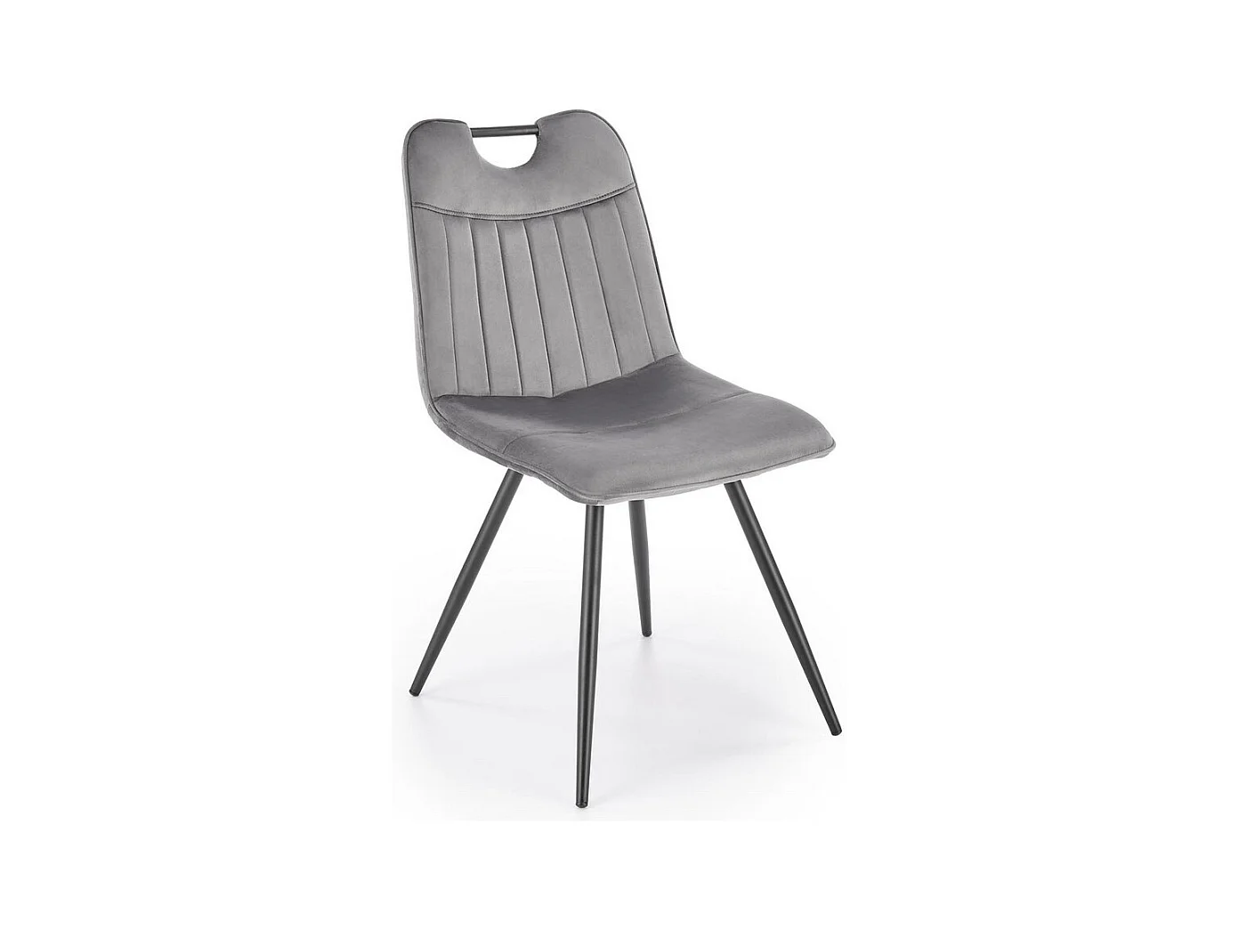 Chaise design métal noir et velours gris Selar