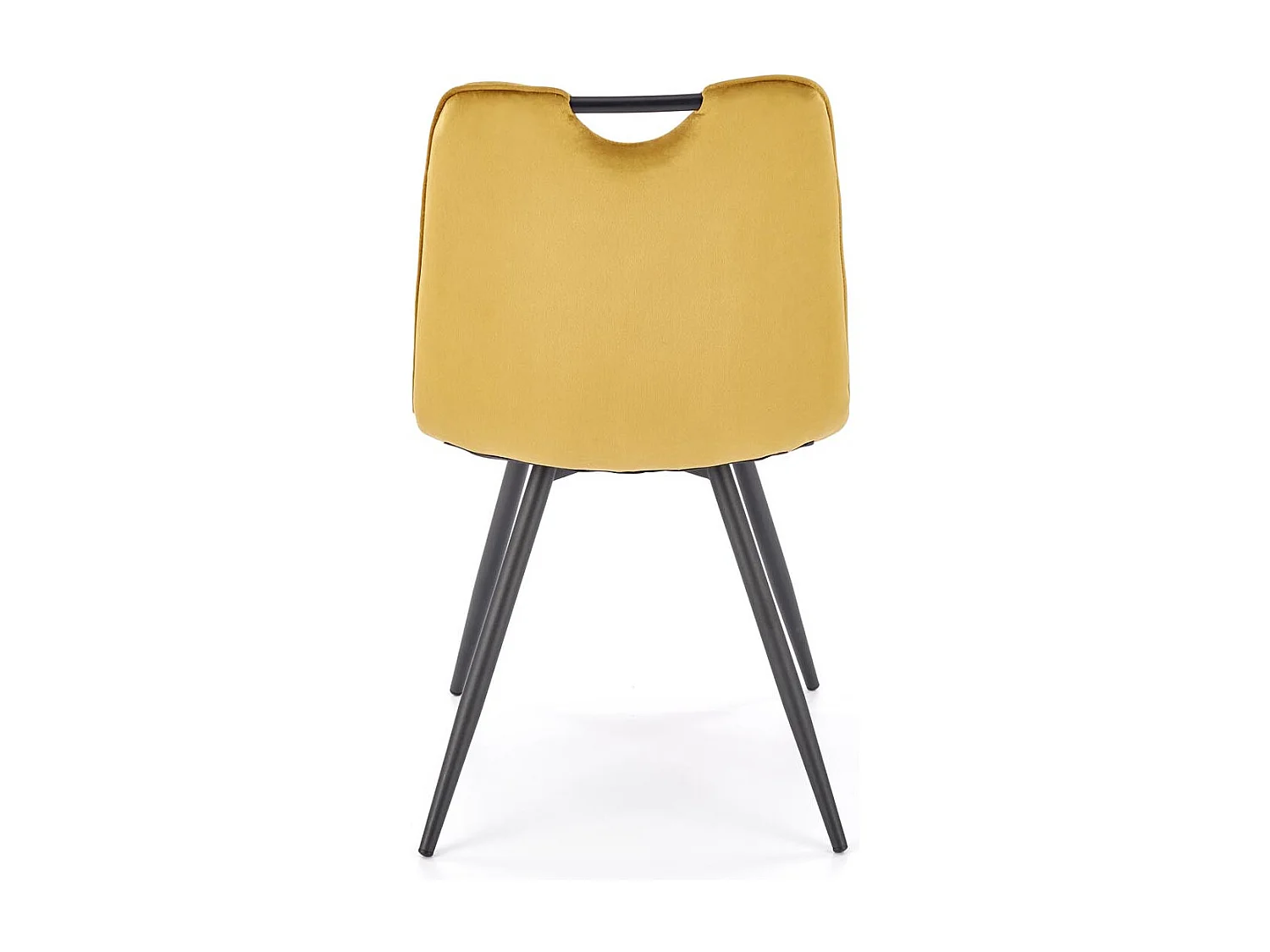 Silla de diseño Selar de metal negro y terciopelo amarillo mostaza