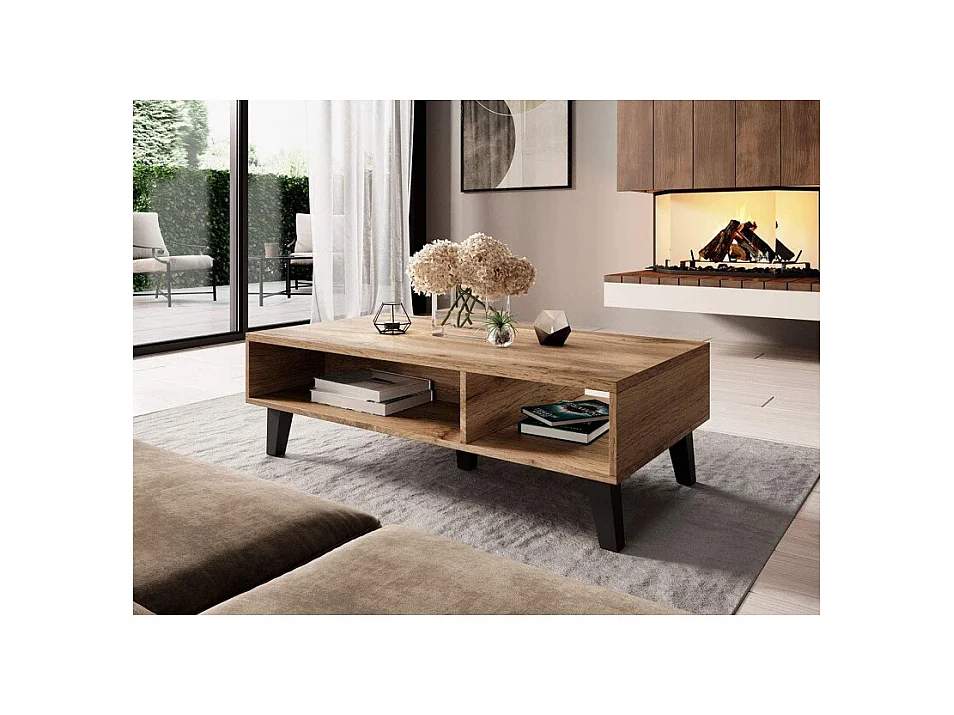 NORI - Table Basse - Wotan/Noir style industriel