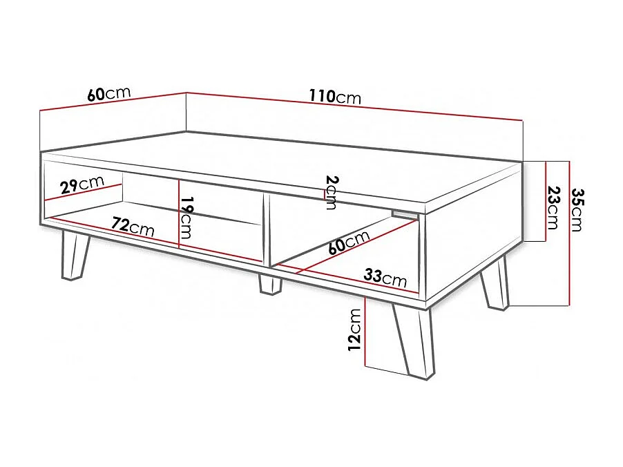 Mesa de centro de diseño en roble wotan decoración Stik