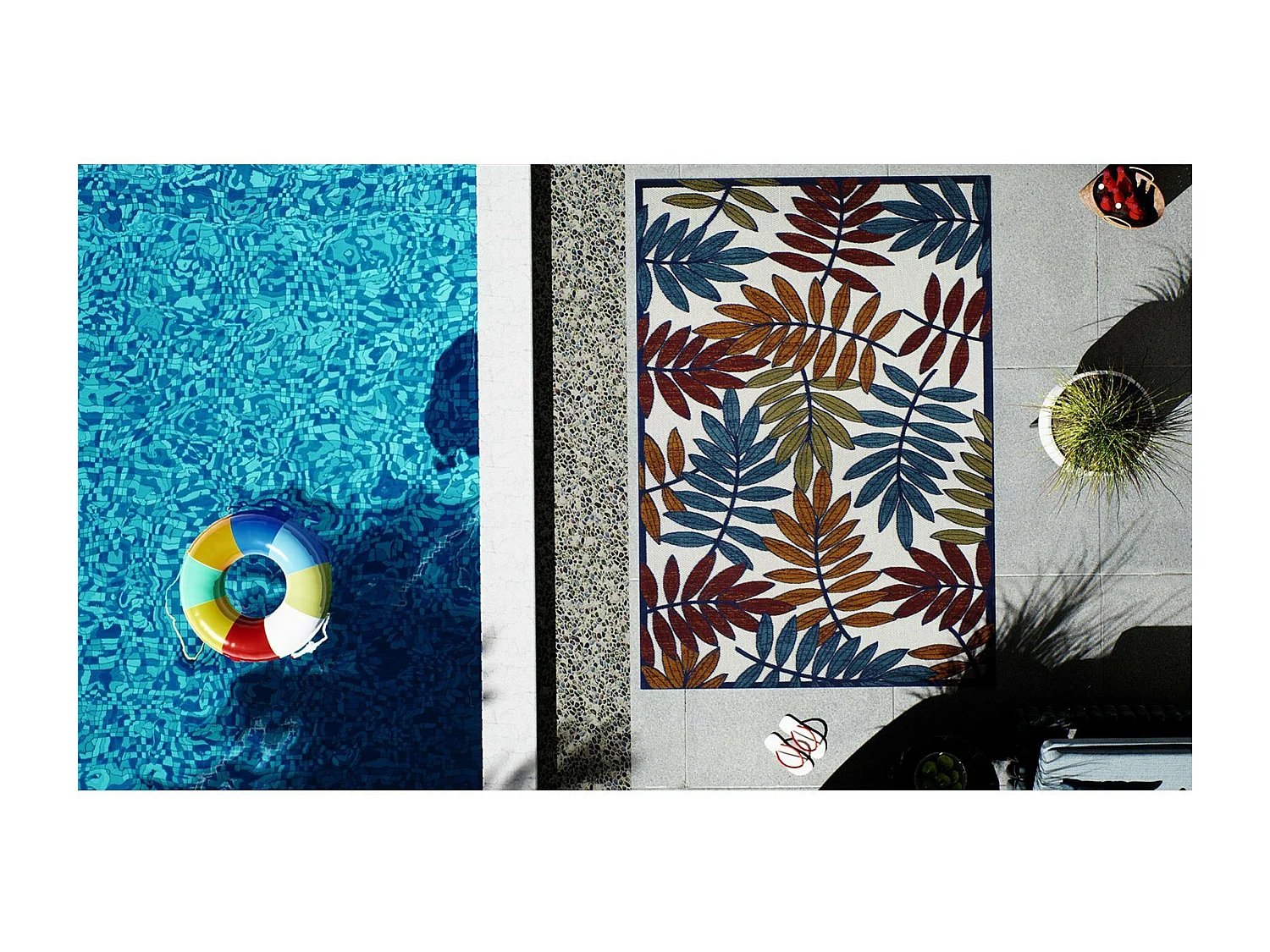 Tapis tissé extérieur intérieur Cabana Feuille - 200 x 290 cm