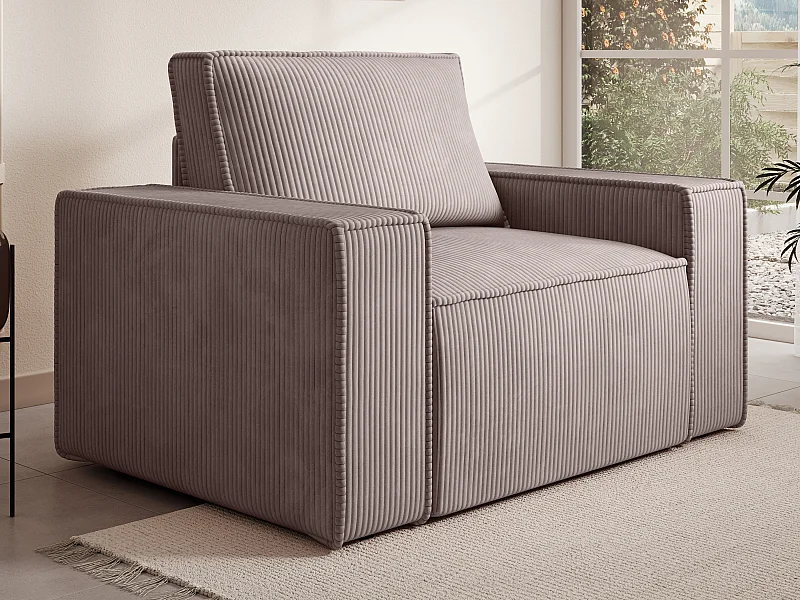 Fauteuil en velours côtelé mauve AMELIA