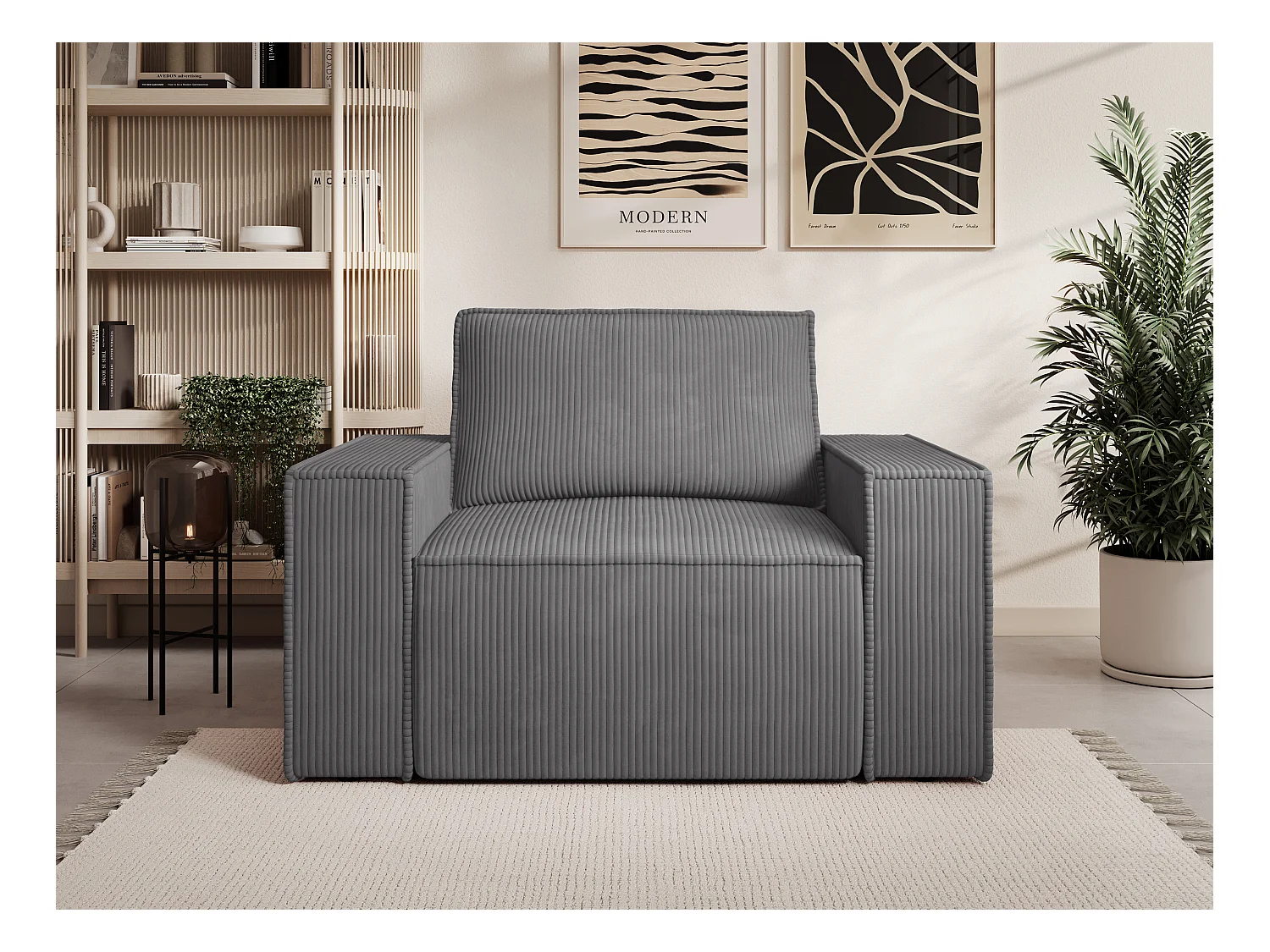 Sillón de pana gris antracita AMELIA