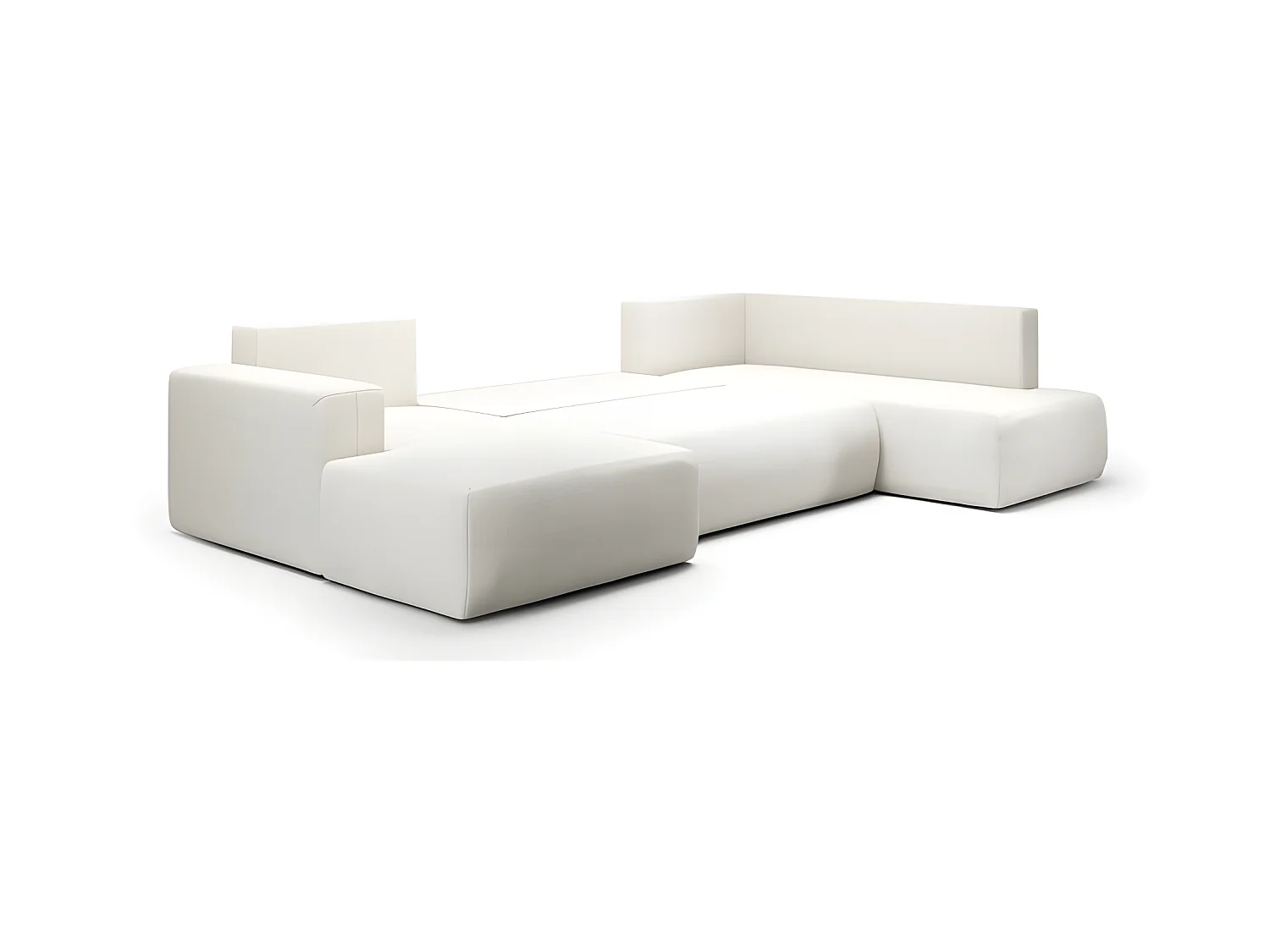 Canapé d'angle panoramique convertible LETTO en U angle droit terracotta
