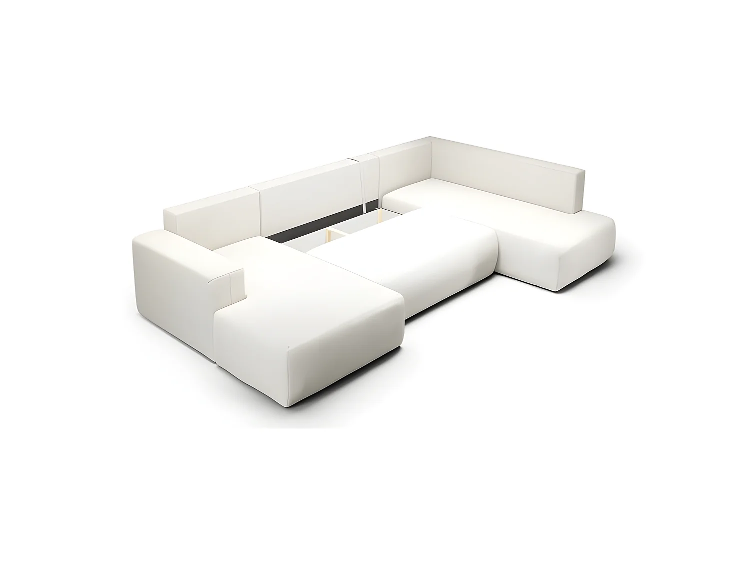 Canapé d'angle panoramique convertible LETTO en U angle droit terracotta
