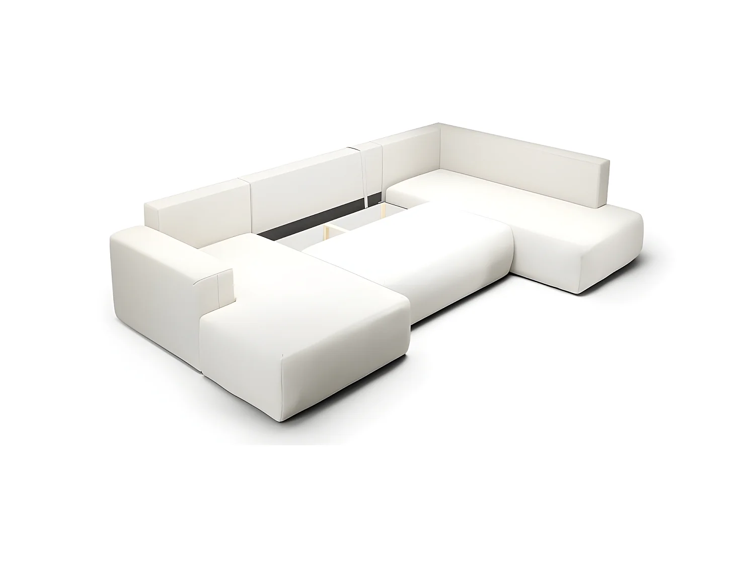 Canapé d'angle panoramique convertible LETTO en U angle droit terracotta