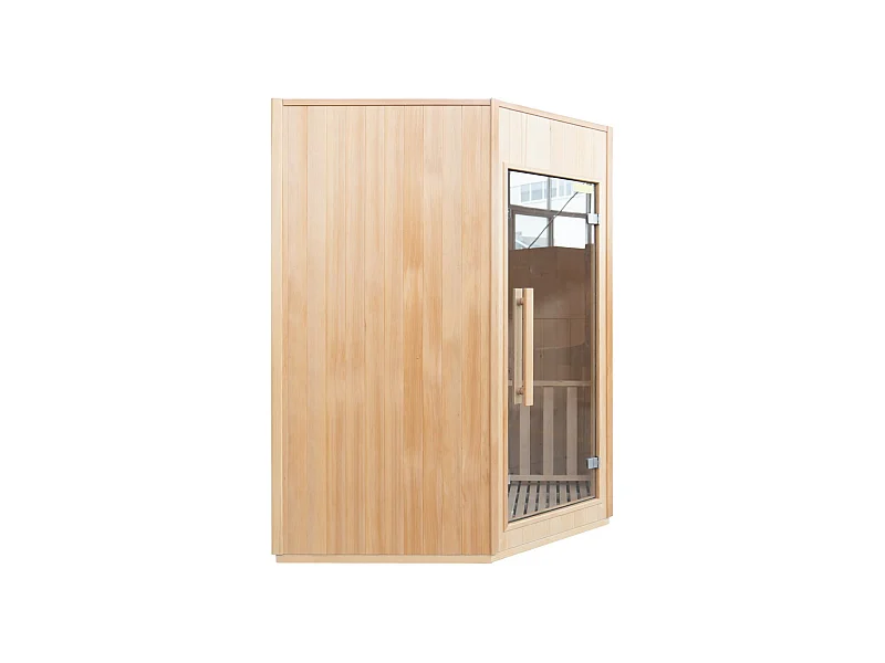 Sauna Vapeur ZEN Angulaire - 3/4 personas - Francia Sauna - 150 x 150 x 200 cm - Madera de abeto - Pack completo 4,5 kW