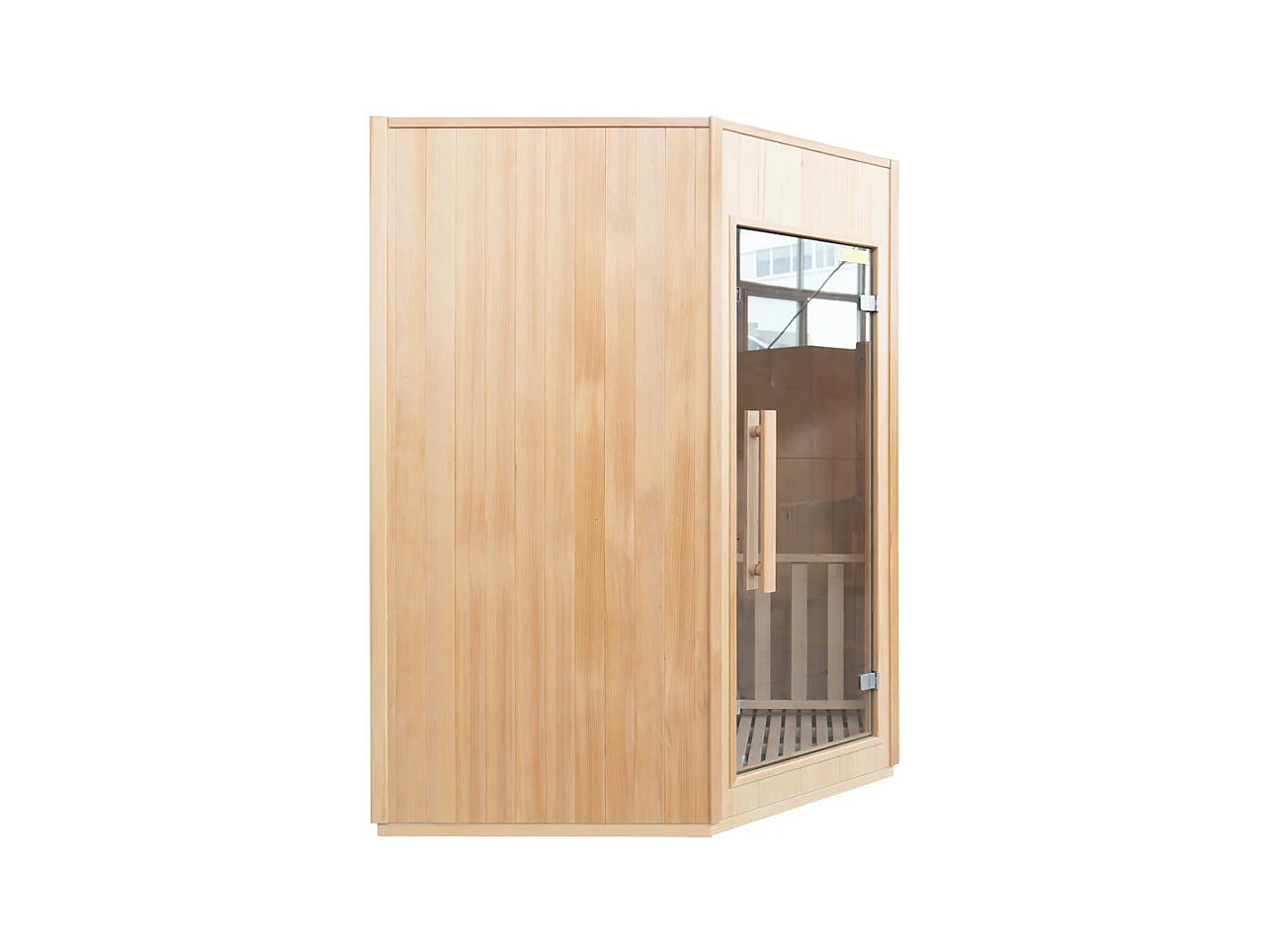 ZEN Dampfsauna Eckig - 3/4 Personen - Frankreich Sauna - 150 x 150 x 200 cm - Fichtenholz - Komplettpaket 4.5kW