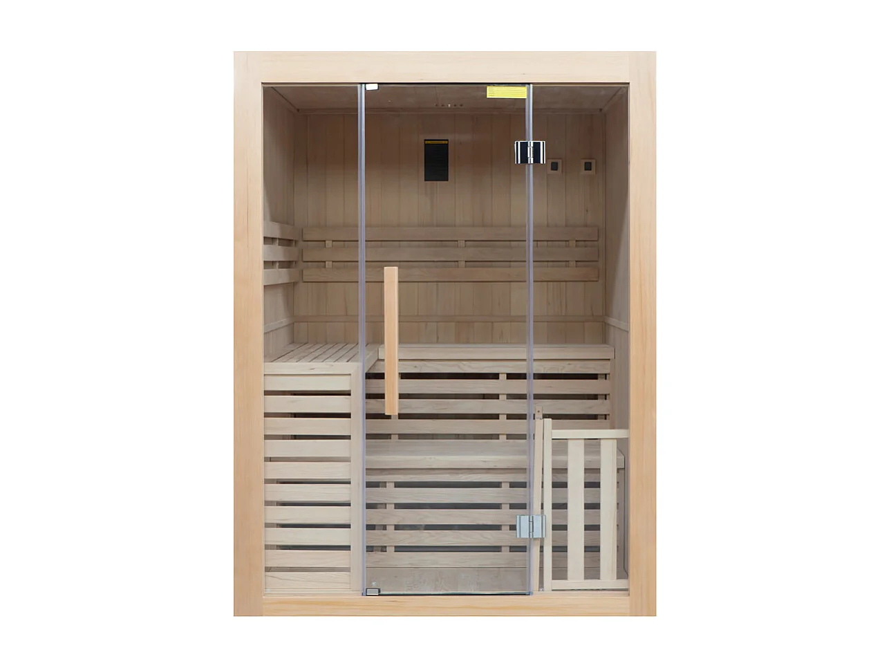 Sauna tradicional Sense 4 plazas Francia Sauna - 150 x 150 x 200 cm - 4,5 kW - 230V / 415V - 50Hz - 100% madera de abeto canadiense - Pack completo 4,5 kW