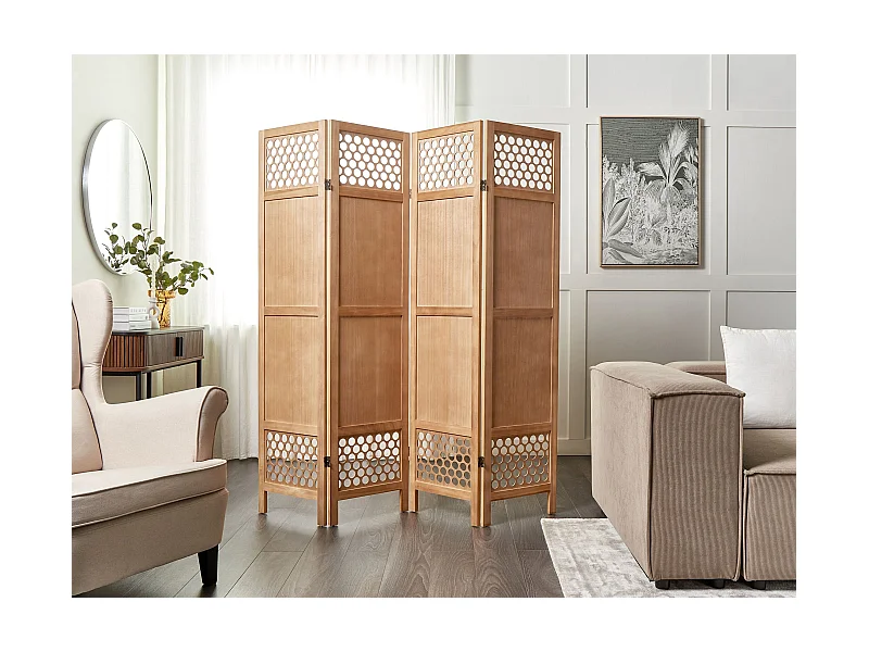 Séparateur de pièce à 4 panneaux CERTOSA Marron clair 163 cm 170 cm