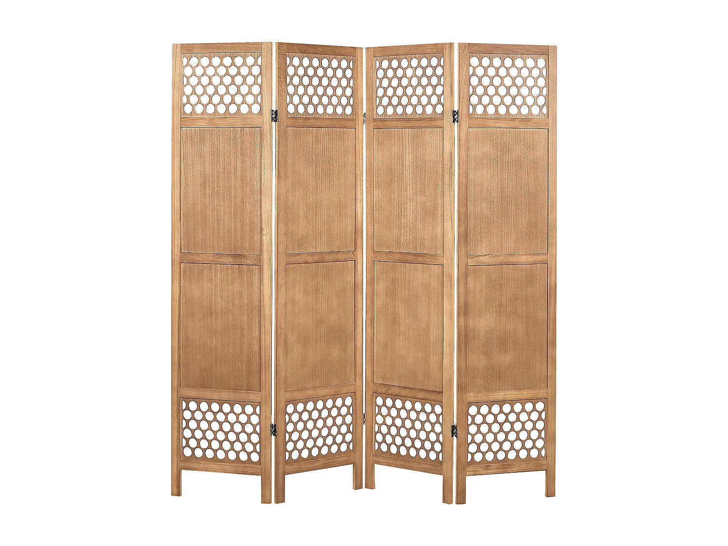 Traditionelle dekorative Raumteiler Leinwand 4 Paneele Klappbare Paulownia Holz MDF Modernes Wohnzimmer Schlafzimmer Helles Holz Certosa