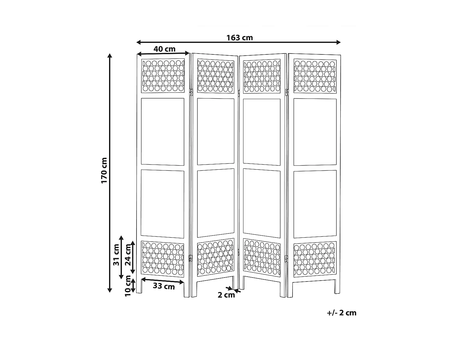 Traditionelle dekorative Raumteiler Leinwand 4 Paneele Klappbare Paulownia Holz MDF Modernes Wohnzimmer Schlafzimmer Helles Holz Certosa