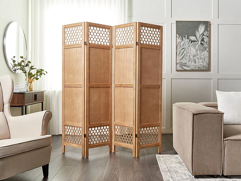 Roomdivider met 4 panelen CERTOSA Lichtbruin 163 cm 170 cm