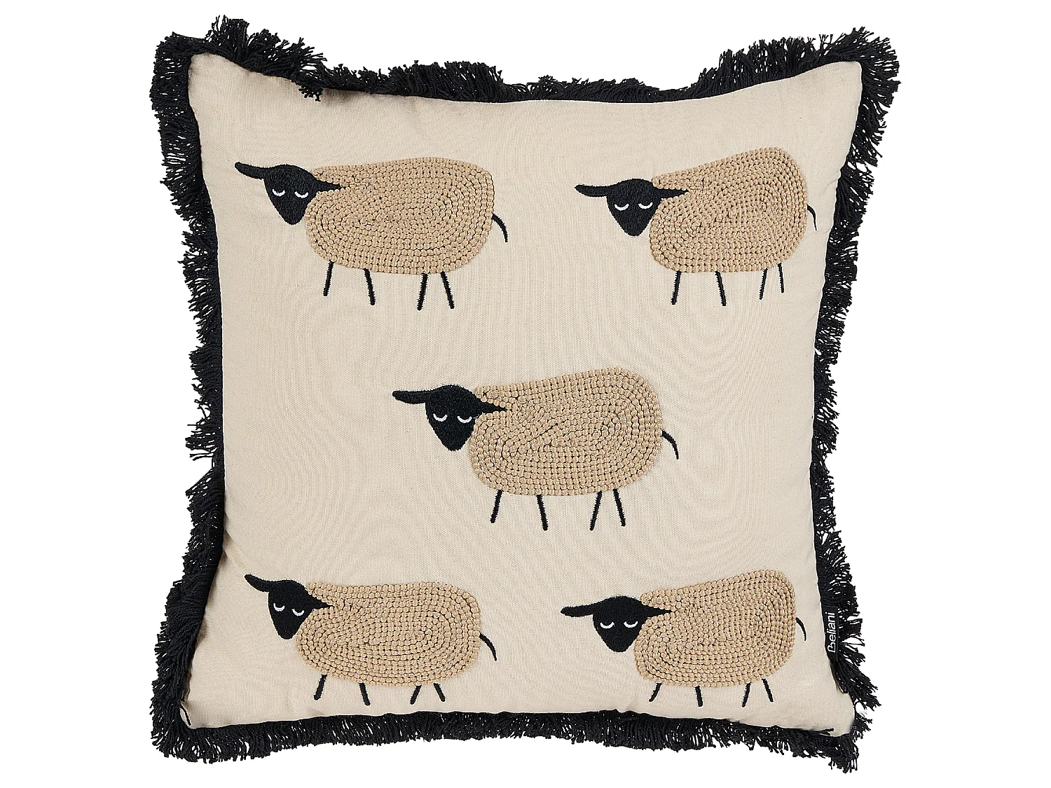 Lot de 2 coussins frangés à motif de mouton beige 45 x 45 cm BANNU