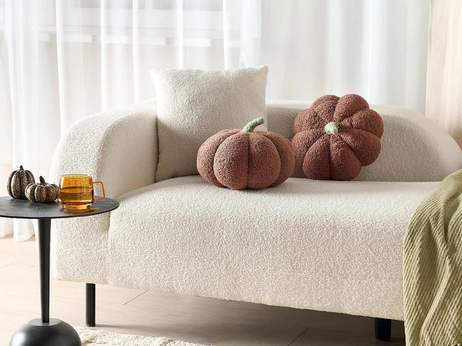 Sierkussen set van 2 pompoen bouclé bruin ⌀ 28 cm MUNCHKIN