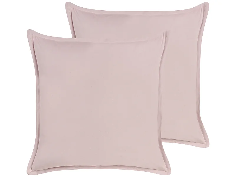 Dekokissen 2er Set EUSTOMA Samtstoff 60 x 60 cm Rosa Ohne Muster