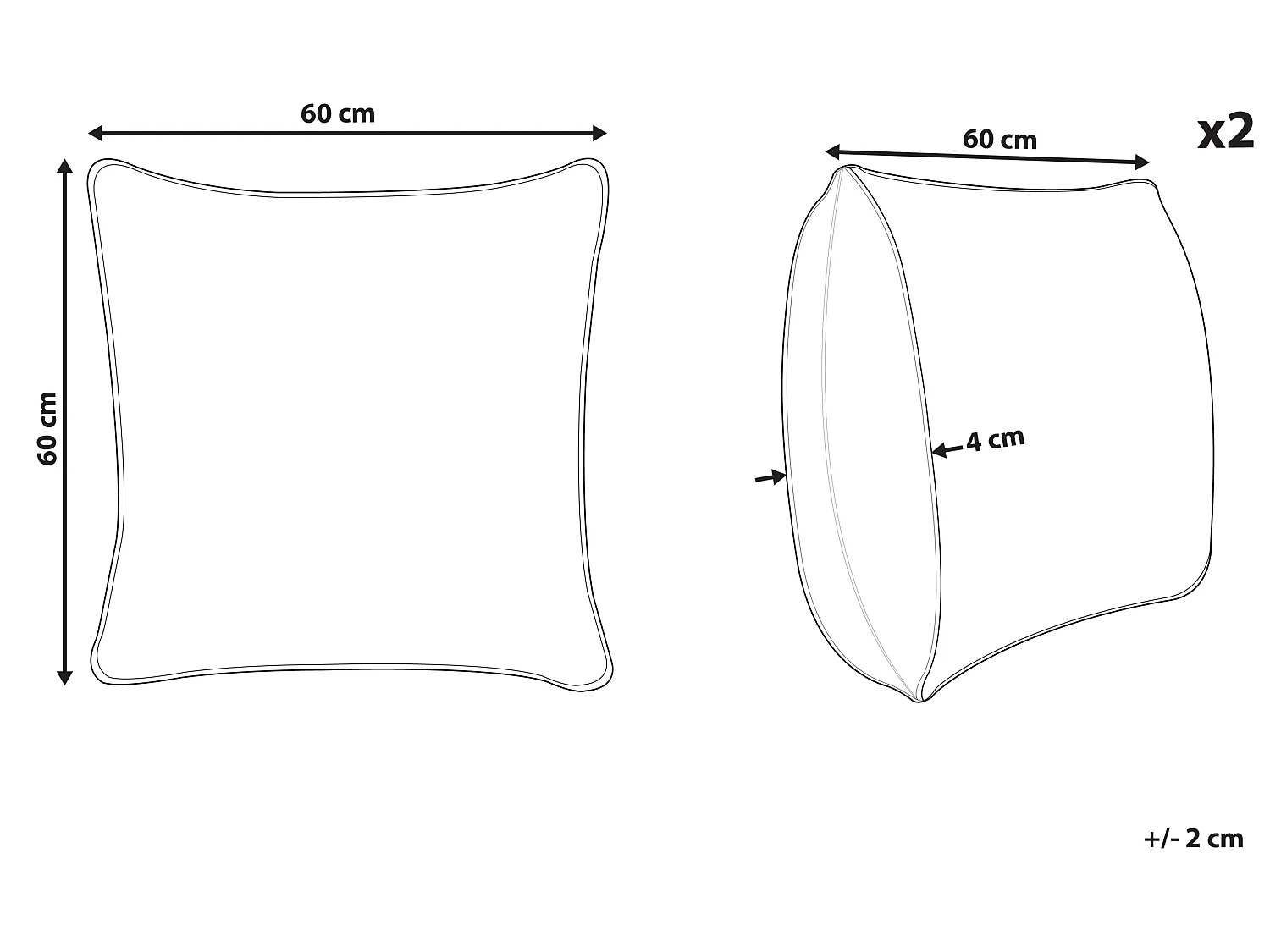Dekokissen 2er Set EUSTOMA Samtstoff 60 x 60 cm Rosa Ohne Muster