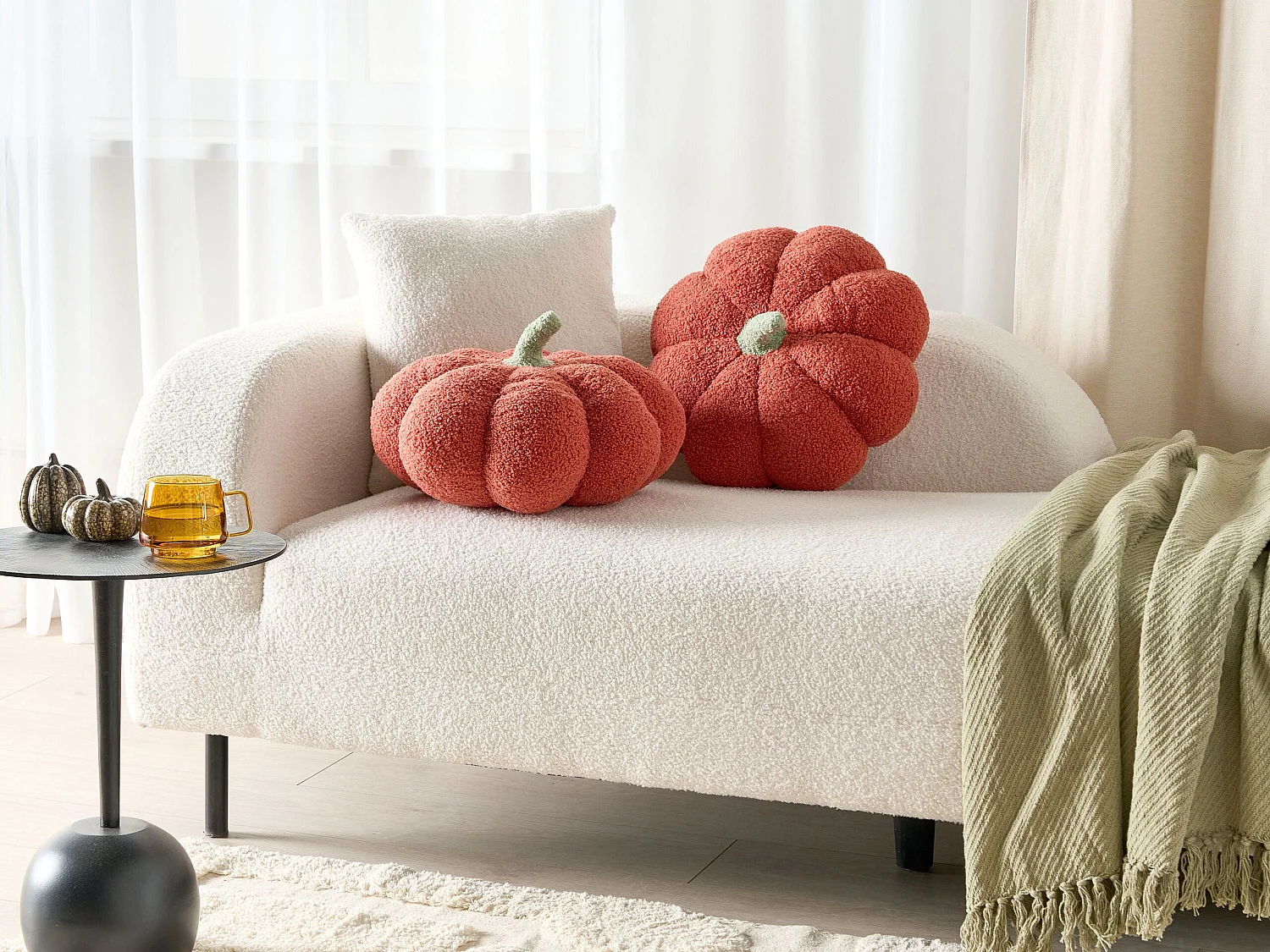 Lot de 2 coussins bouclés en forme de citrouille orange ⌀ 35 cm MUNCHKIN