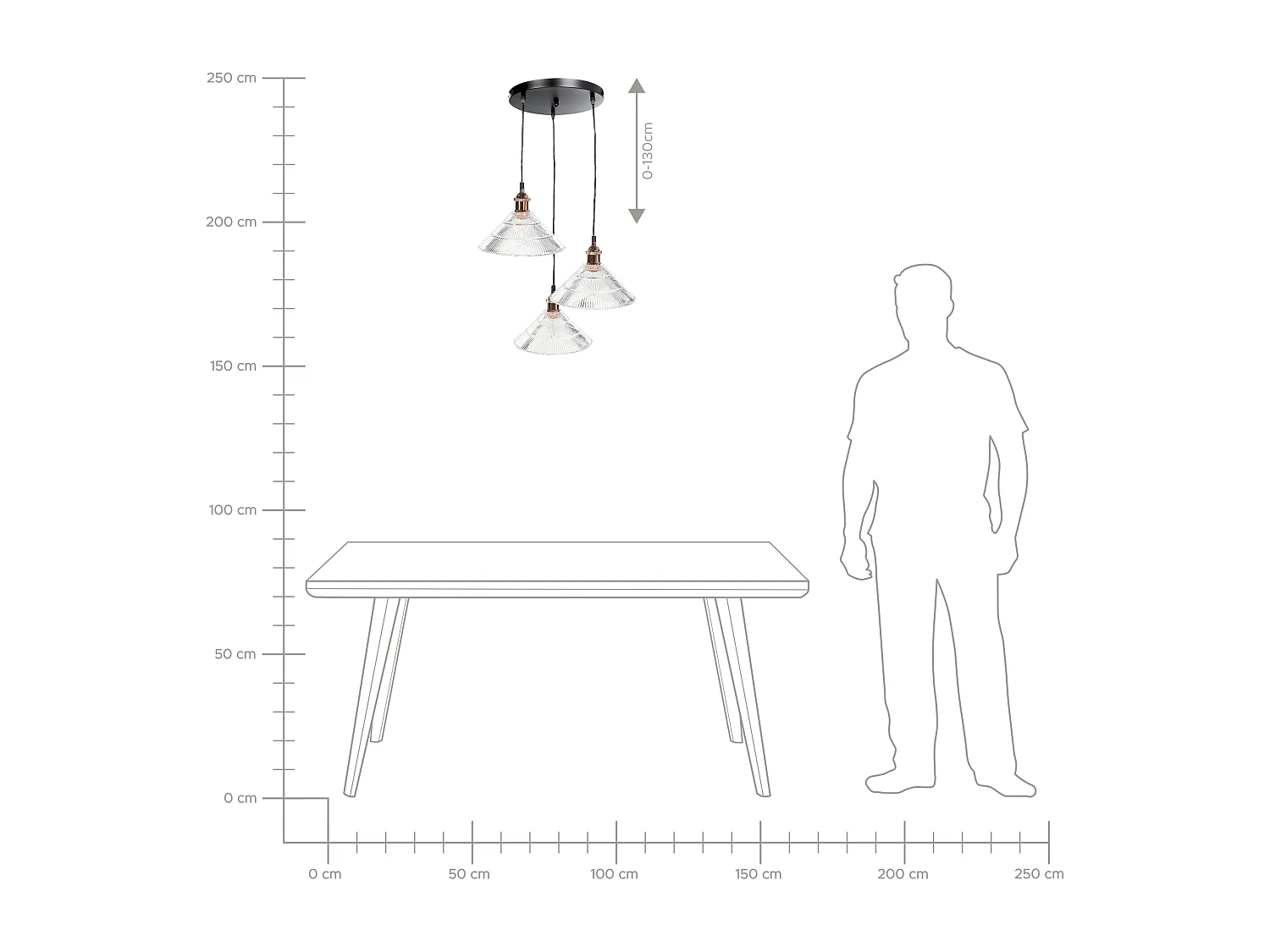 Candeeiro suspenso CURONE Vidro Cobre