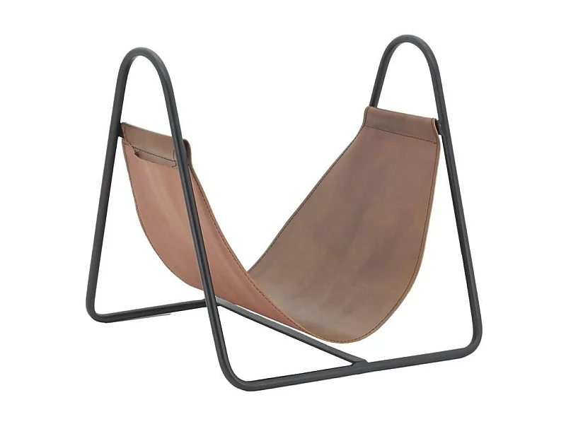 Porte-bûches en métal et cuir