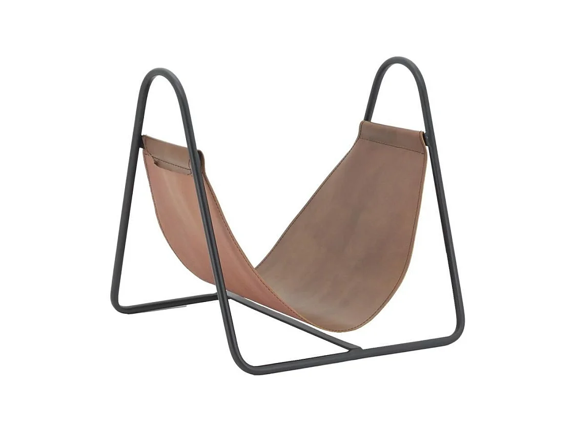 Porte-bûches en métal et cuir