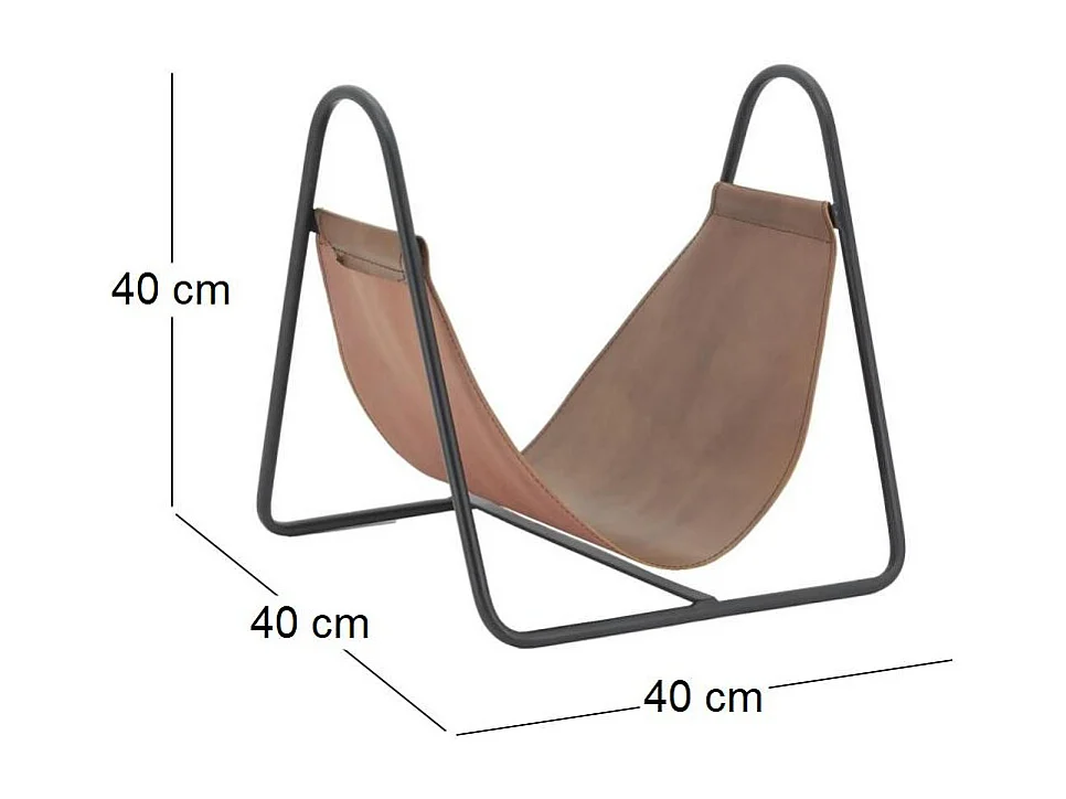 Porte-bûches en métal et cuir