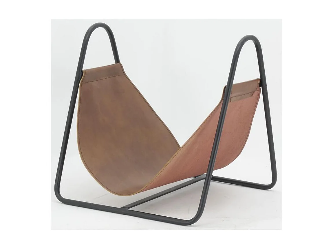 Porte-bûches en métal et cuir