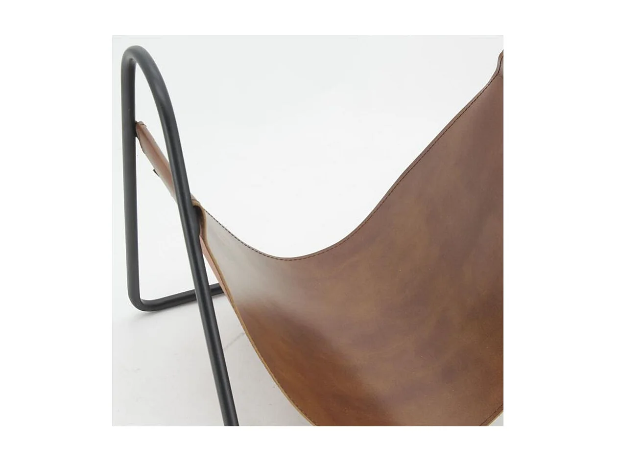 Porte-bûches en métal et cuir