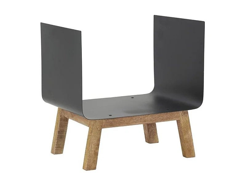 Porte-bûches en métal et manguier