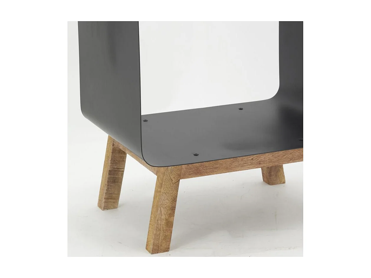 Porte-bûches en métal et manguier