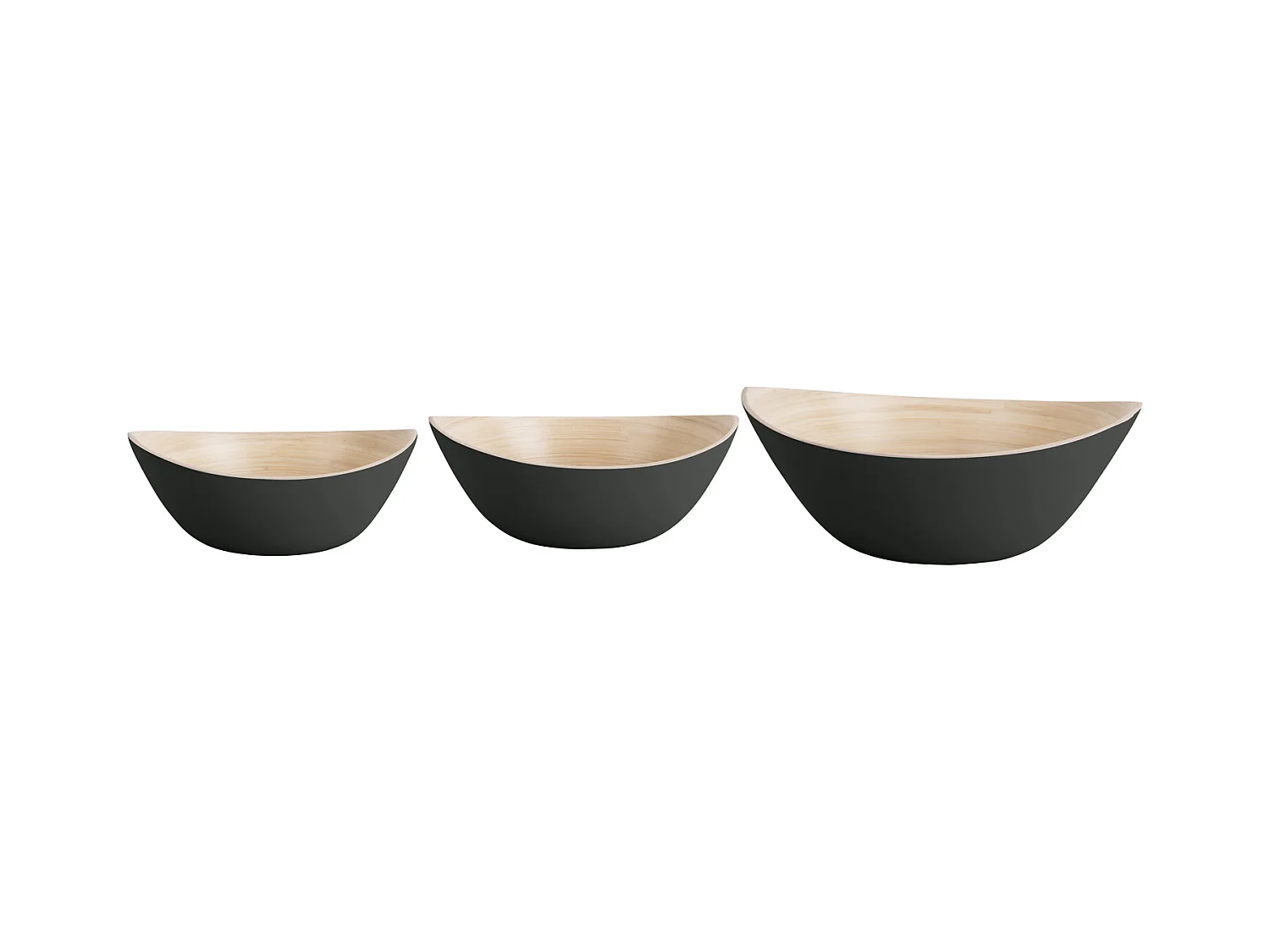 Lot de 3 saladiers ovale en bambou Noir  Present Time