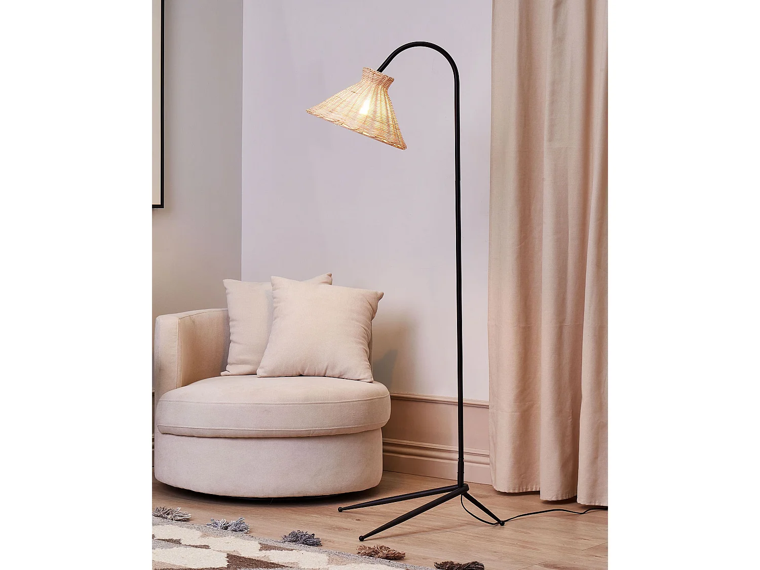 Lampadaire KERIAN Rotin Naturel