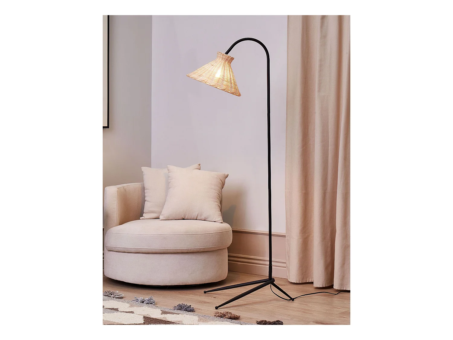 Staande lamp KERIAN Rotan Natuurlijk