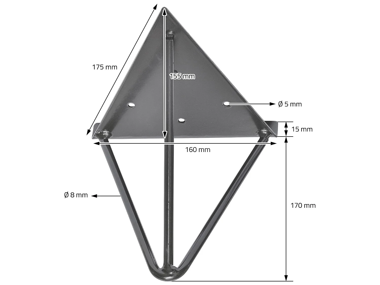 Soporte para estante triangular 2 piezas 16x15,5x17 cm Metal industrial ML-Design
