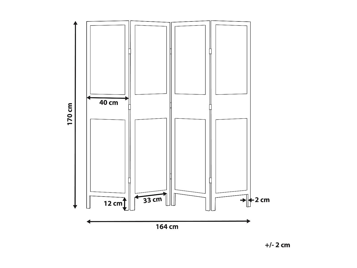 Biombo com 4 painéis BRENNERBAD Castanho/Preto 164 cm 170 cm