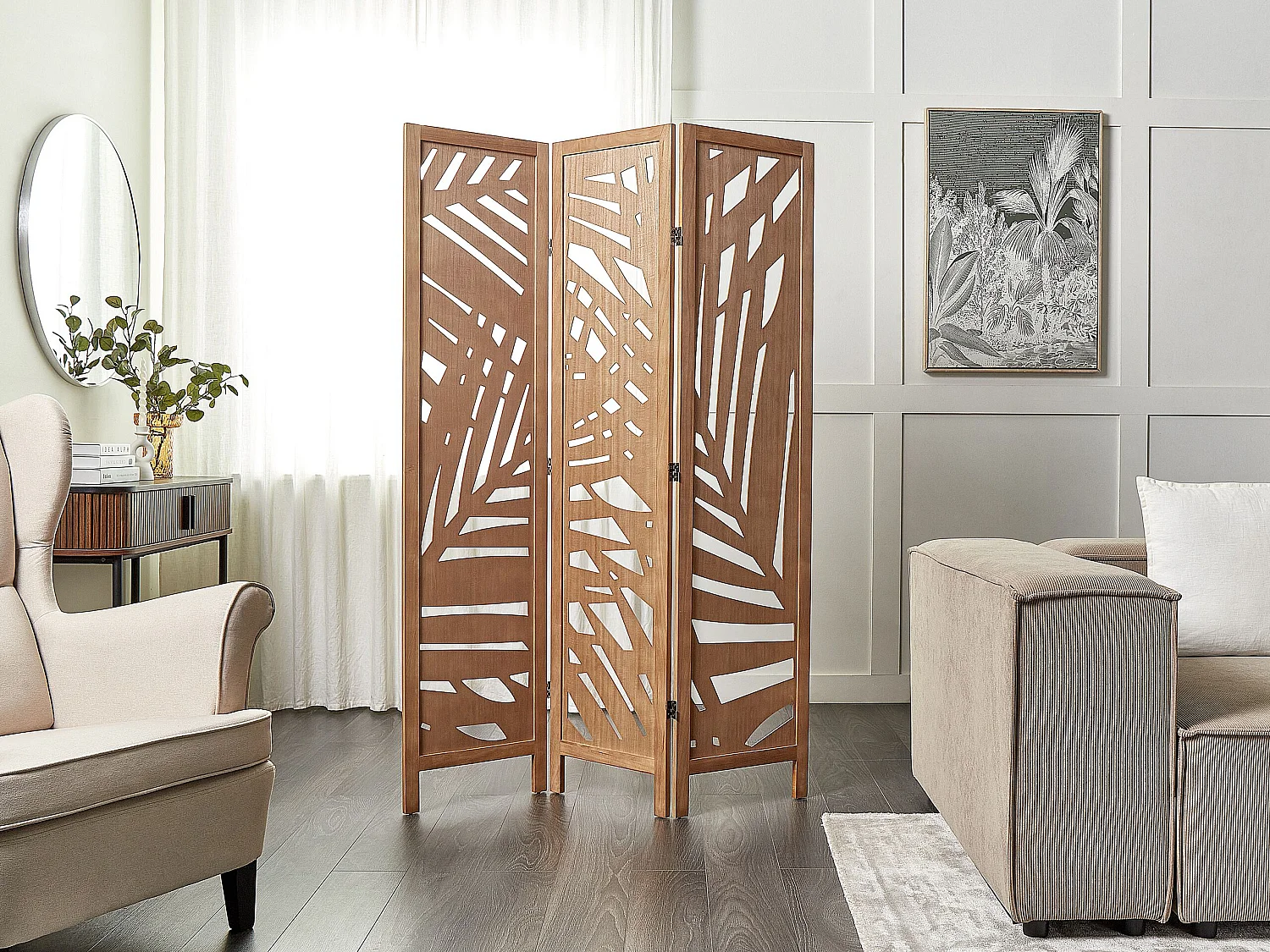 Séparateur de pièce à 3 panneaux VERNAGO Marron clair 122 cm 170 cm
