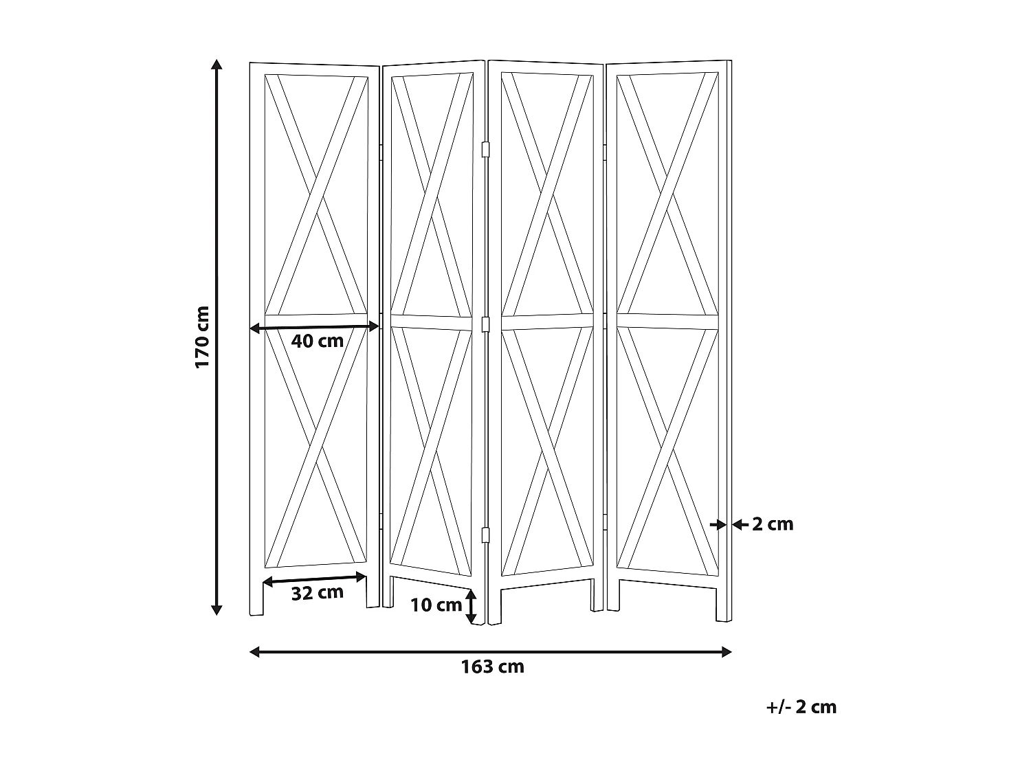 4-panelowy parawan pokojowy RIDANNA Ciemnobrązowy 163 cm 170 cm