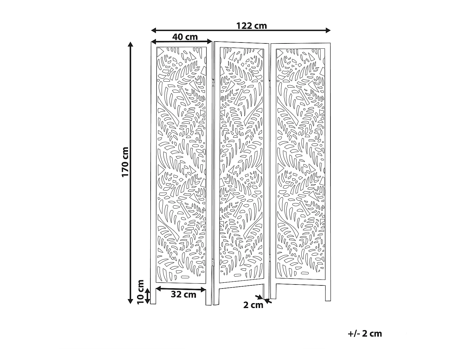 Séparateur de pièce à 3 panneaux MELAGO Blanc 122 cm 170 cm