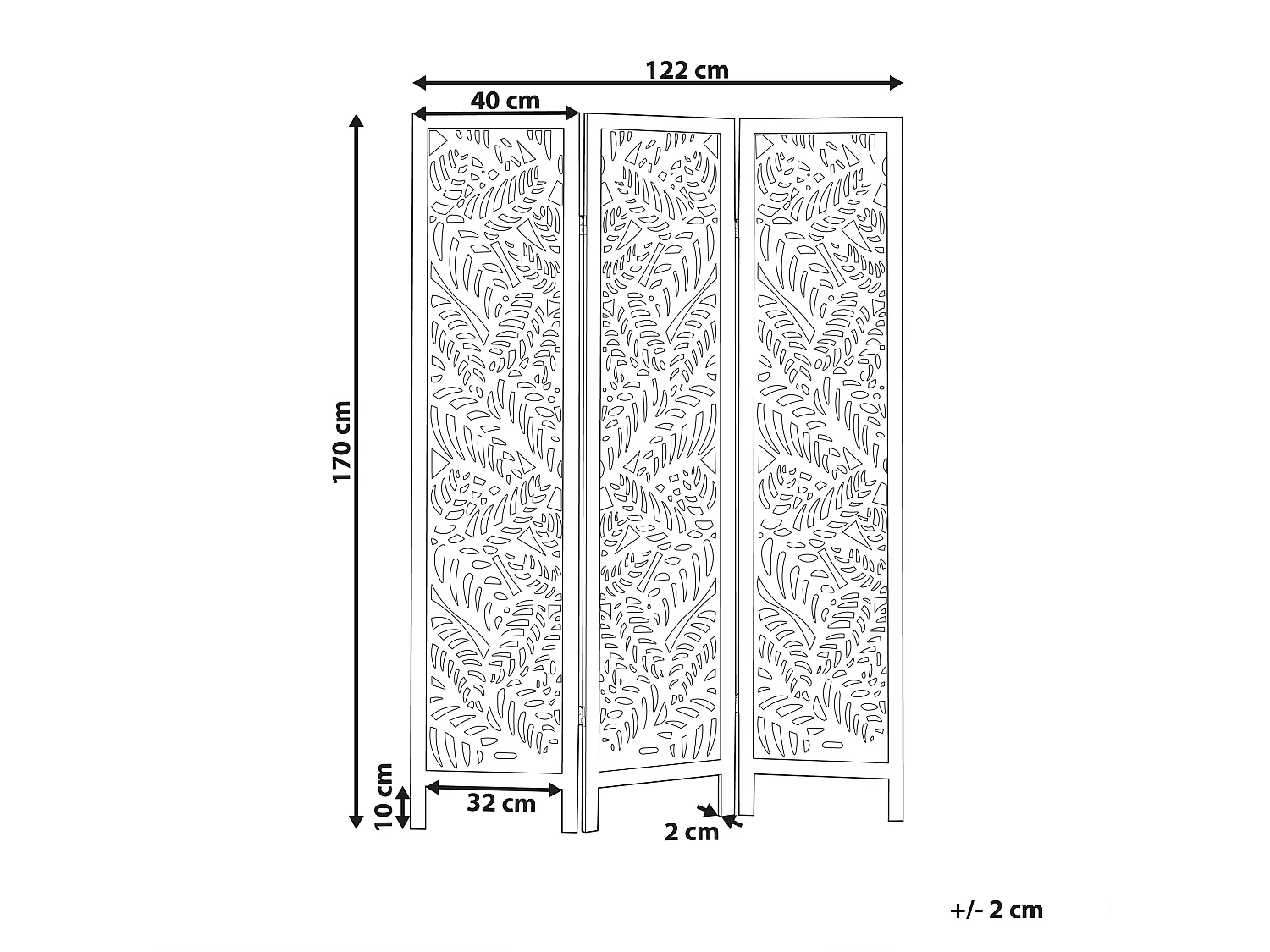 Séparateur de pièce à 3 panneaux MELAGO Blanc 122 cm 170 cm
