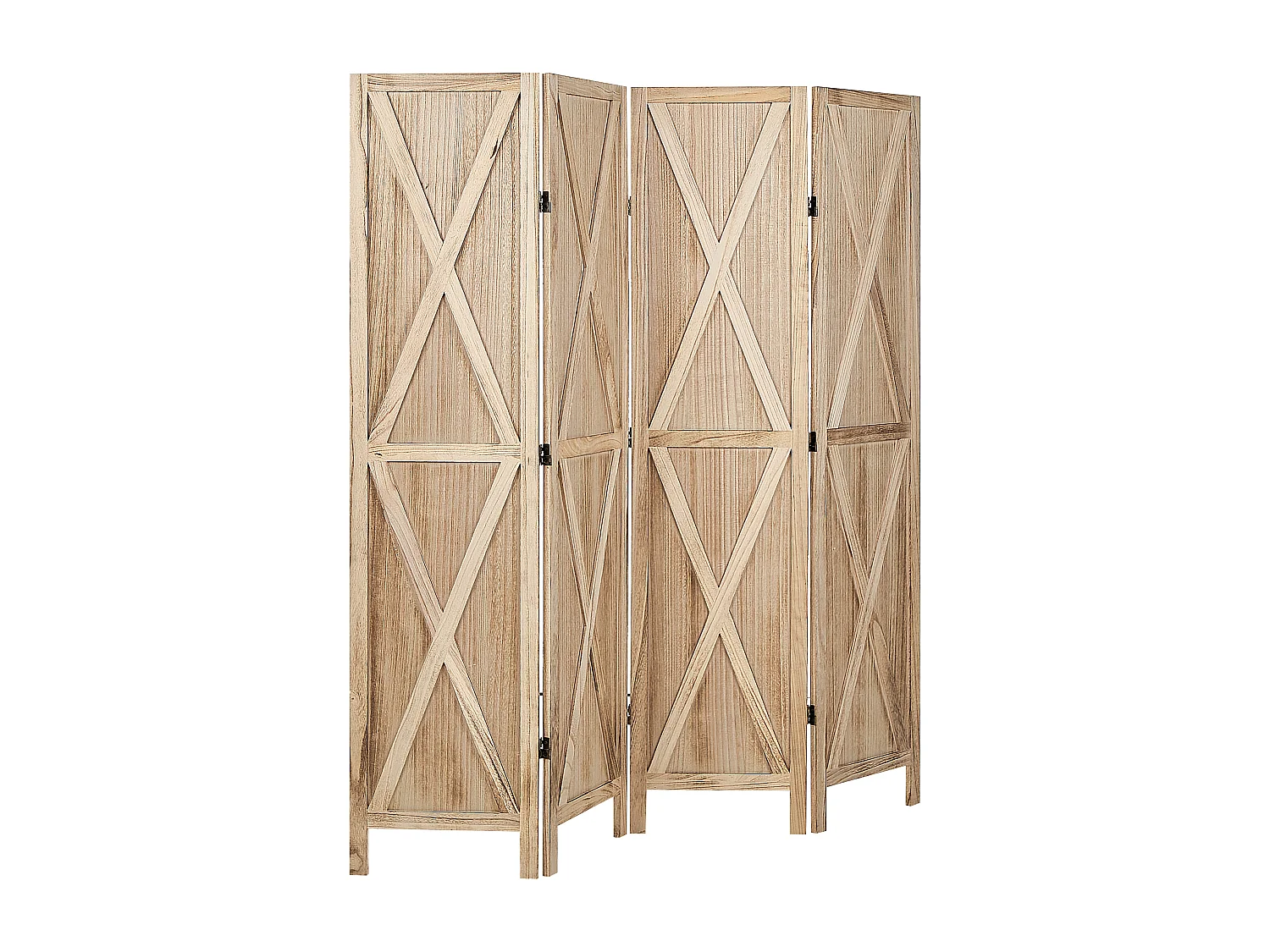 Paravent à 4 panneaux 170 x 163 cm bois clair RIDANNA