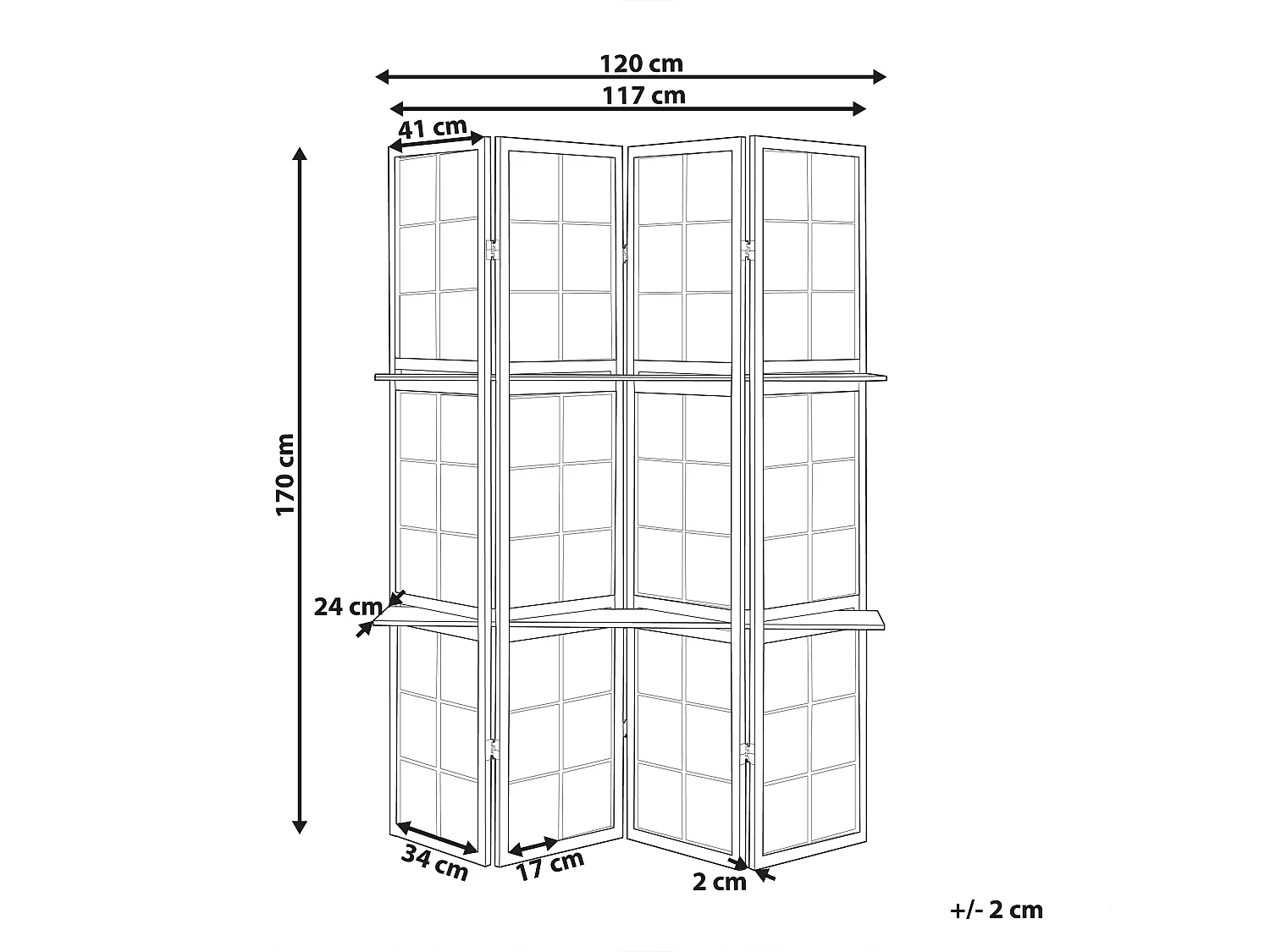 4-panelowy parawan pokojowy GOMAGOI Czarny 120 cm 170 cm