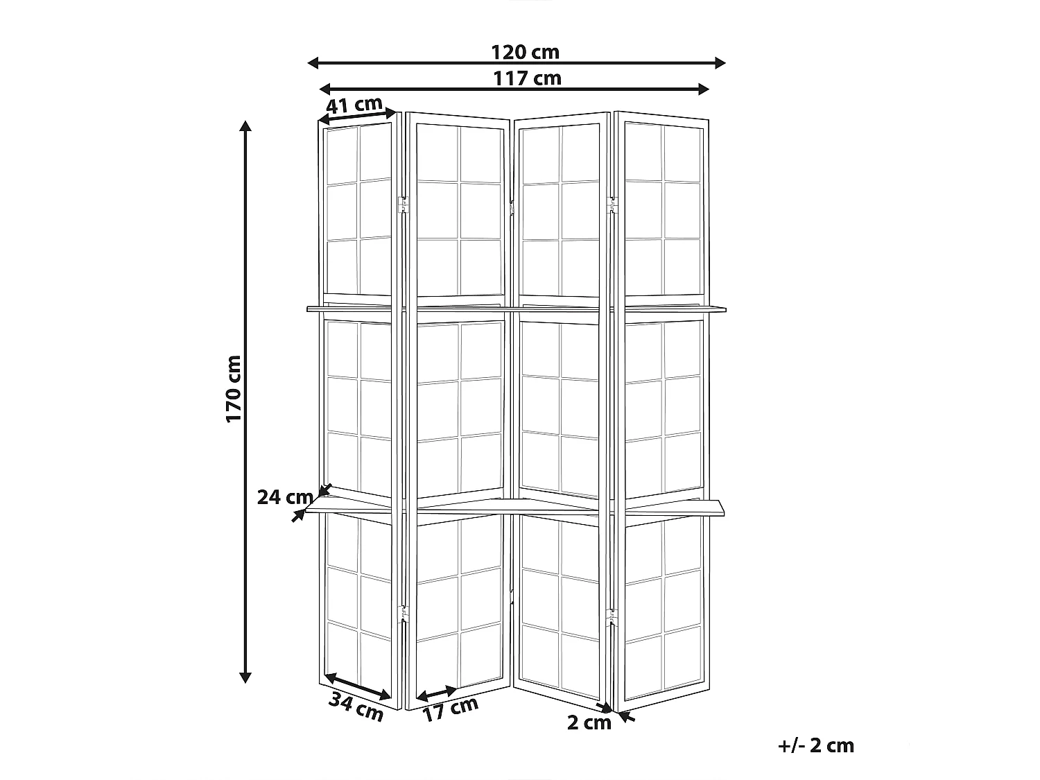 Biombo com 4 painéis GOMAGOI Preto 120 cm 170 cm