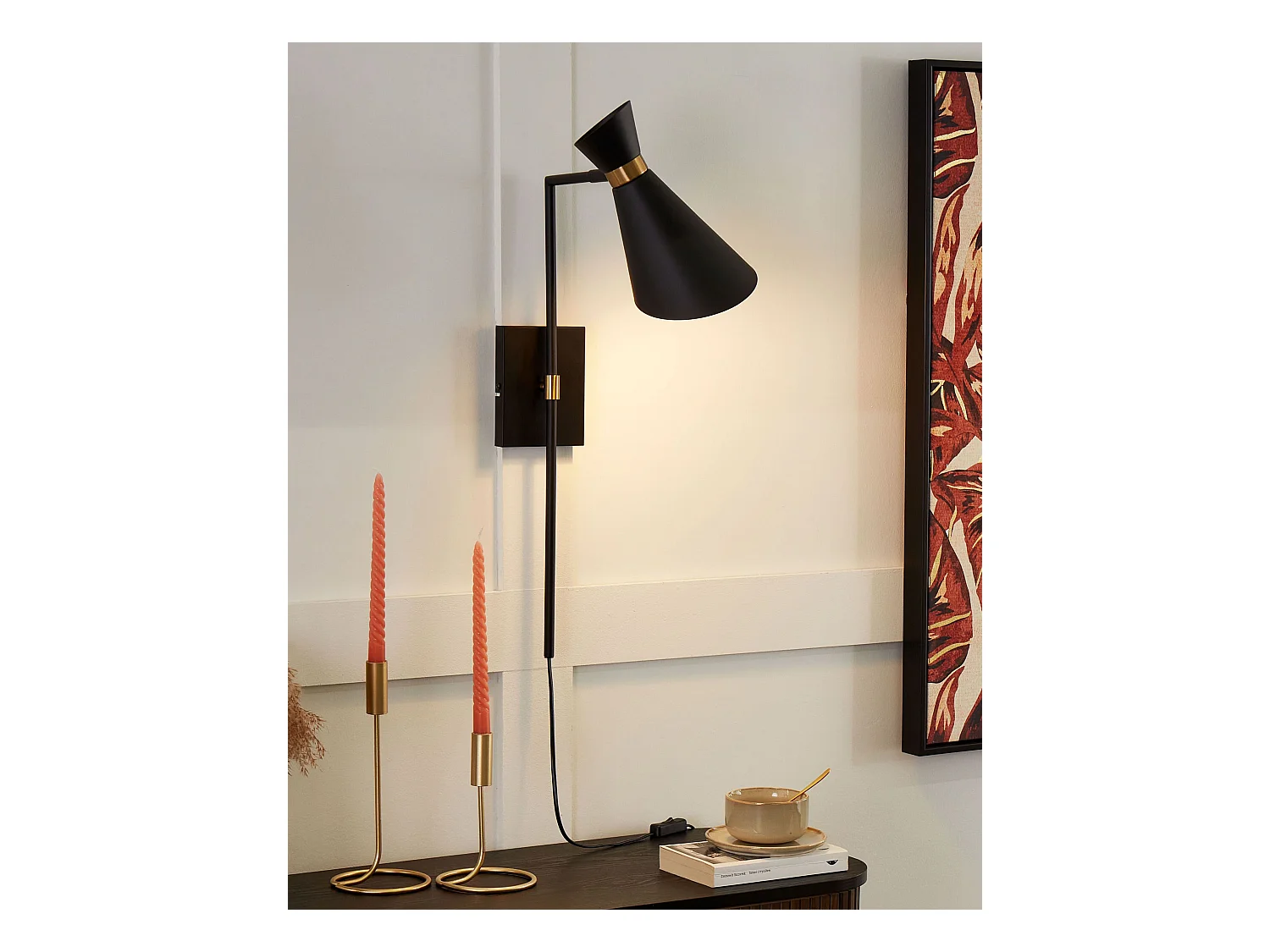 Lampa ścienna MELAWI Regulowana Metal Czarny