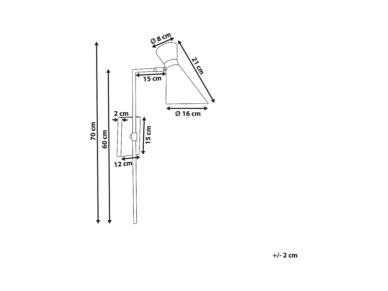 Lampa ścienna MELAWI Regulowana Metal Czarny